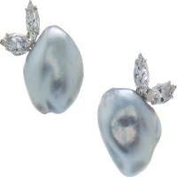 david webb, inc.	south sea baroque cultured gray pearls, marquise-cut diamonds, 18k gold, and platinum earrings