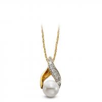 ritani freshwater pearl and diamond open twist pendant necklace