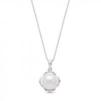ritani freshwater pearl and diamond halo pendant necklace