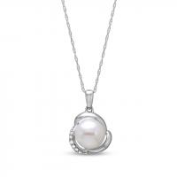ritani freshwater pearl and diamond twist halo pendant