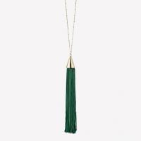 eddie borgo long silk tassel necklace evergreen