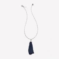eddie borgo small silk tassel necklace navy