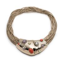 alexis bittar sculptural stone cluster snake chain bib necklace