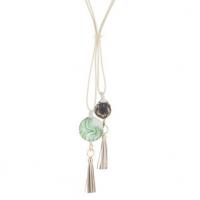 alexis bittar agaite and leather tassel adjustable necklace