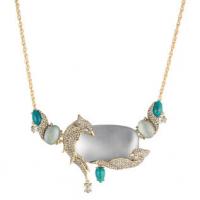 alexis bittar crystal encrusted lovebirds statement necklace