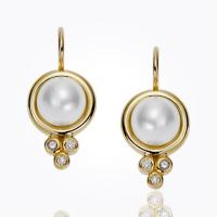 temple st. clair	18k classic pear drop earrings with royal blue moonstone and diamon...