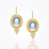 temple st. clair	18k moonface earrings with rock crystal and diamond - 10mm...