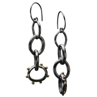 tara hutch black silver & 24k gold studded earrings<