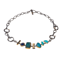 tara hutch 22k gold & blue gemstone bar necklace