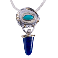 tara hutch lapis & sleeping beauty turquoise necklace with 24k gold
