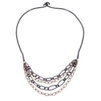 tara hutch glossy black silver & 14k gold chain neckwire