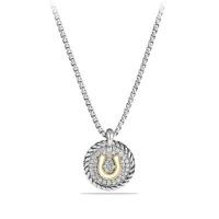 david yurman	petite pave horseshoe charm necklace with diamonds and 18k gold