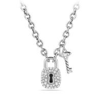 david yurman	petite pavÃ© lock and key charm necklace with diamonds