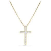 david yurman	petite pavÃ© cross necklace with diamonds in 18k gold
