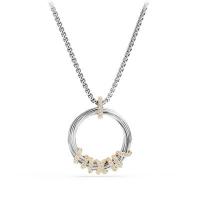 david yurman	helena medium pendant necklace with diamonds and 18k gold, 21mm