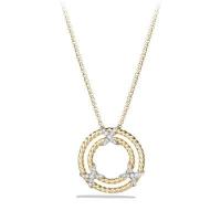 david yurman	x circle pendant necklace with diamonds in 18k gold