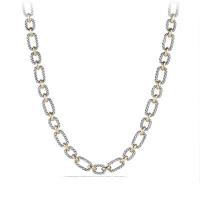 david yurman	cushion link necklace with blue sapphires and 18k gold, 9.5mm