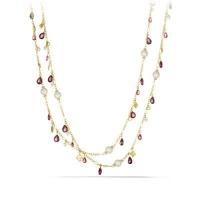 david yurman	bijoux bead necklace with peach pearls and garnet in 18k gold