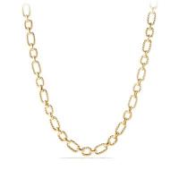 david yurman	cushion link necklace with diamonds in 18k gold, 9.5mm