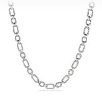 david yurman	cushion link necklace with diamonds, 9.5mm