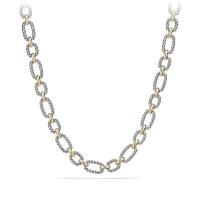 david yurman	cushion link necklace with blue sapphires and 18k gold, 12.5mm