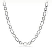 david yurman	cushion link necklace with diamonds, 12.5mm