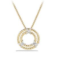 david yurman	x circle pendant necklace with diamonds in 18k yellow gold
