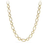 david yurman	cushion link necklace with diamonds in 18k gold, 12.5mm