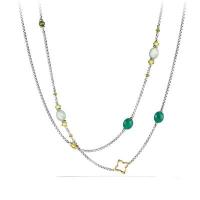 david yurman	bijoux bead necklace with prenite, green onyx, peridot and 18k gold