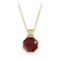 david yurman	guilin octagon pendant necklace with garnet and diamonds in 18k gold