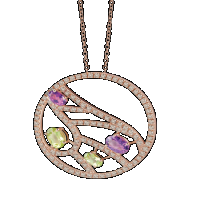 Damiani pink gold necklace with brown diamonds, amethyst and peridot