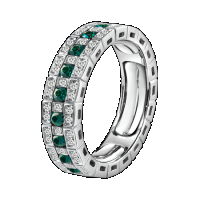 Damiani White gold, diamonds and emeralds Eternal Comfort ring