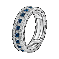 damiani white gold, diamonds and sapphires eternal comfort ring