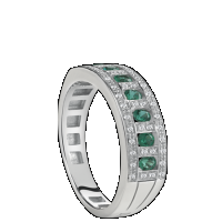 damiani white gold, diamond and emerald ring