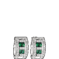 Damiani white gold, diamond and emerald earrings