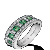 Damiani white gold, diamond and emerald ring