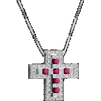damiani white gold, diamonds and rubies necklace