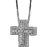 damiani white gold and diamond cross necklace