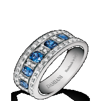 damiani white gold, diamond and sapphire ring