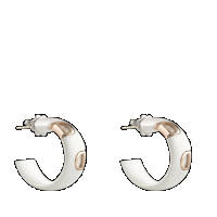 damiani white ceramic, pink gold and diamond earrings
