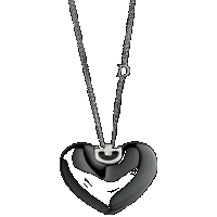 damiani black ceramic, white gold and diamond heart necklace
