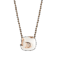 damiani white ceramic, pink gold and diamond necklace