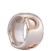 damiani cappuccino ceramic, pink gold and diamonds ring
