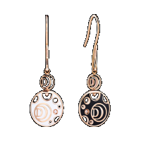 damiani pink gold double-face earrings, with diamond and black and white ceramic