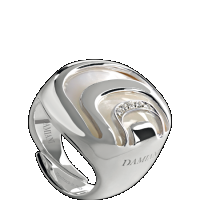 damiani silver, diamond and mother of pearl ring
