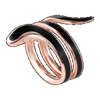 damiani black ceramic, pink gold and diamonds ring