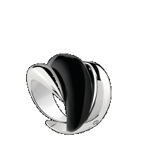 damiani ring in silver with diamond and black enamel inserts