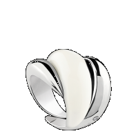 damiani ring in silver with diamond and ivory enamel inserts