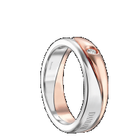 damiani incontro white and pink gold wedding band with external diamond