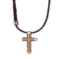 damiani pink gold and diamond cross necklace